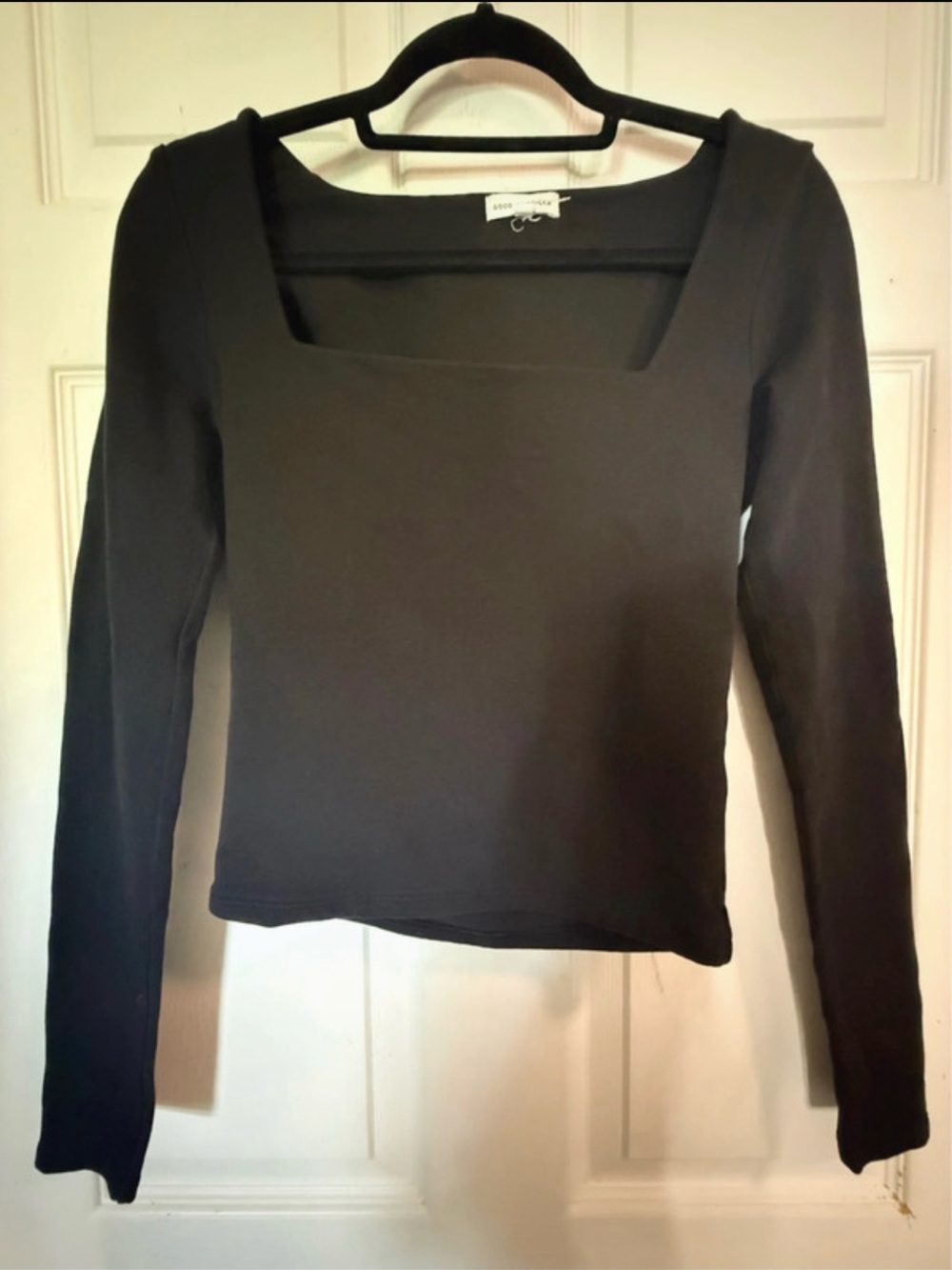 Good American Square-Neck Long Sleeve Top